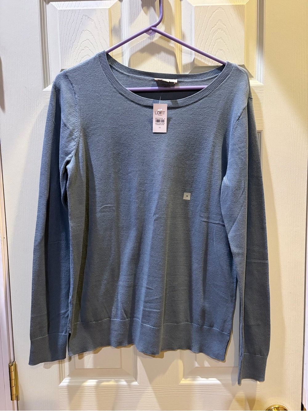LOFT Women's Scoop Crewneck Sweater in Dusty Blue
